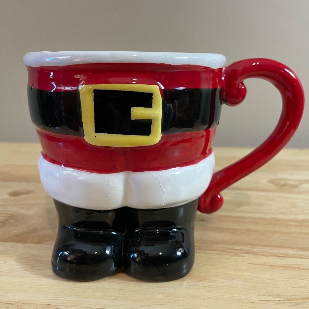 Santa Claus Belt Footed Mug Boston Warehouse Ceramic Christmas Coffee Tea Cup